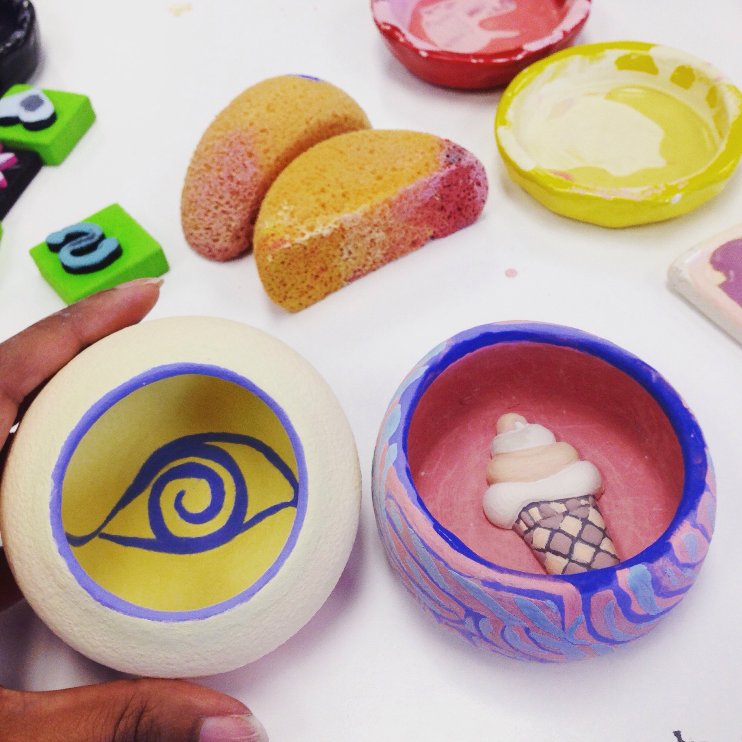 Evil Eye & 70's Ice Cream Cone Pots (Go Figure!) By Shilpa Tripathi